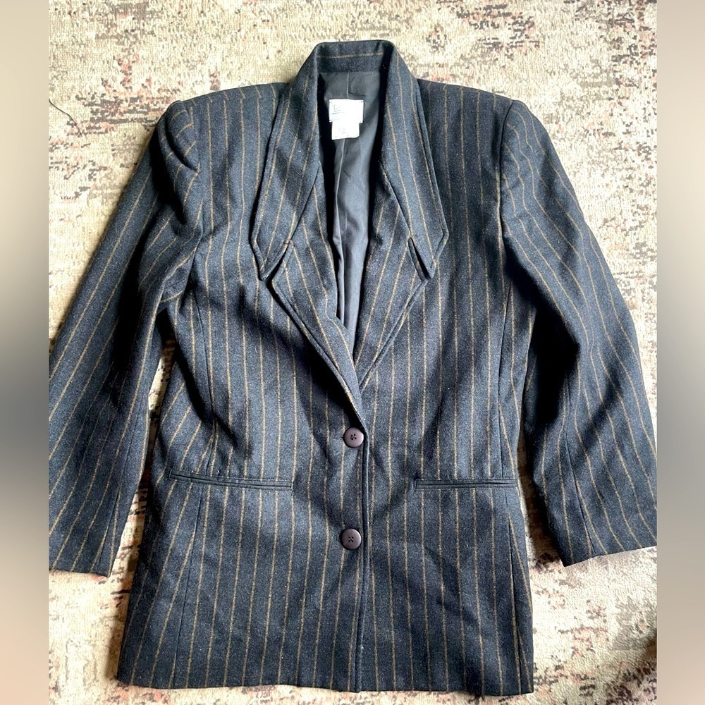 Vintage Black Striped Blazer